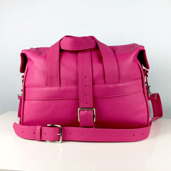 Personalised Handcrafted Pink Overnight Bag, 6 of 9