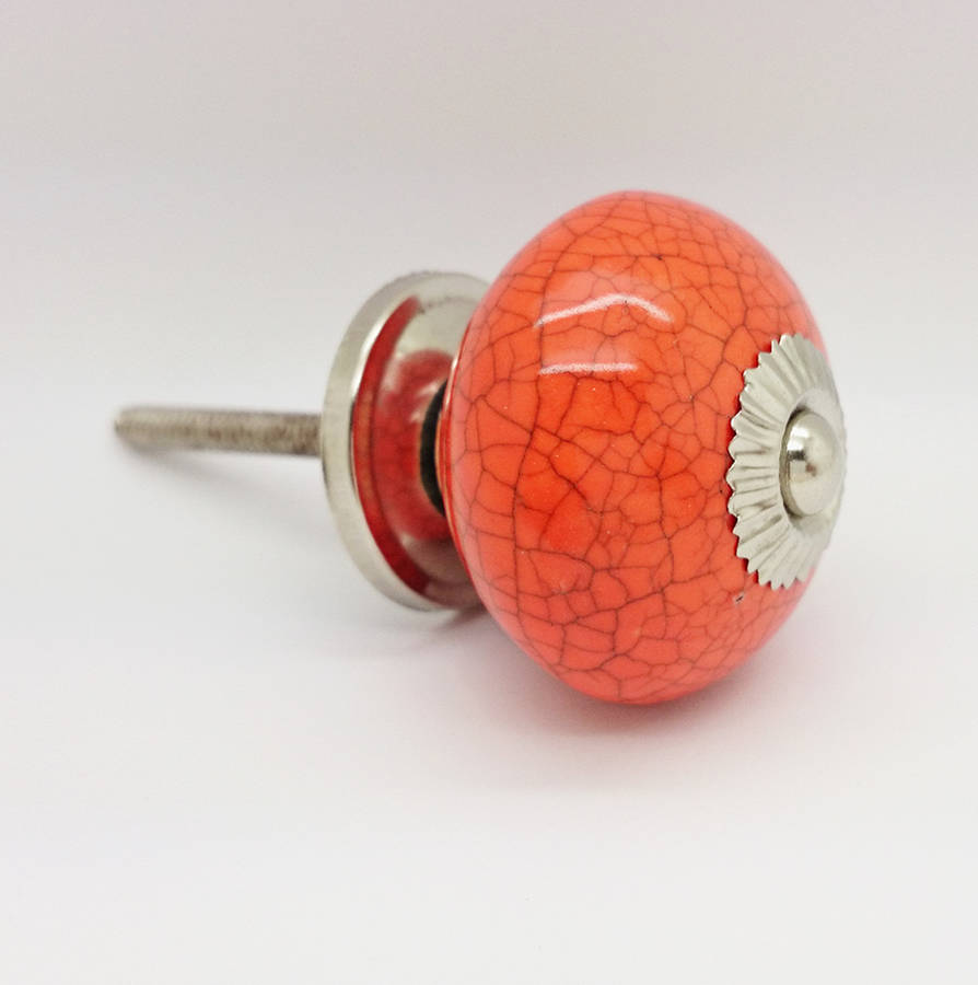 orange ceramic door knobs cupboard drawer pull handle by g decor