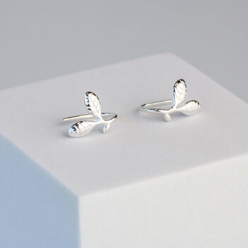Sterling Silver Leaf Hook Earrings, 3 of 6