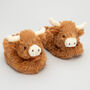 Longhorn Highland Cow Slipper Booties, Engraved Heart, thumbnail 1 of 7
