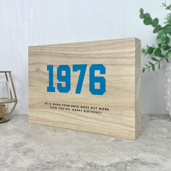 Personalised Year Milestone Giant Wooden Block For Birthday Or Anniversary Gift, 5 of 9