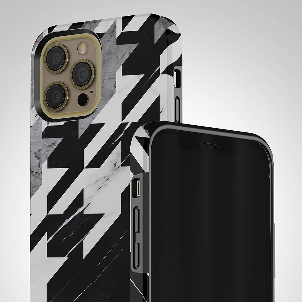 Houndtooth X Marble Tough Case For iPhone, 1 of 4