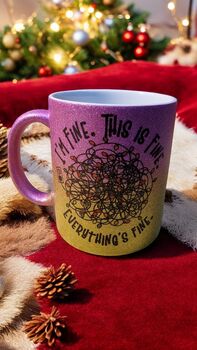 I`m Fine Pink And Gold Glitter Mug. Christmas Vacation, 2 of 2