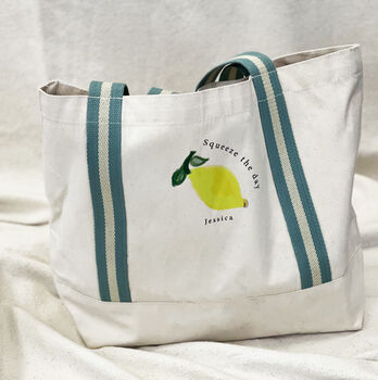Squeeze The Day Personalised Organic Boat Bag, 4 of 4