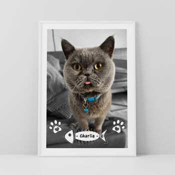 Personalised Cat Photo Print Wall Art Gift For Cat Mums And Dads, 4 of 5