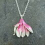 Magnolia Pink Flower Pendant Necklace, thumbnail 2 of 5