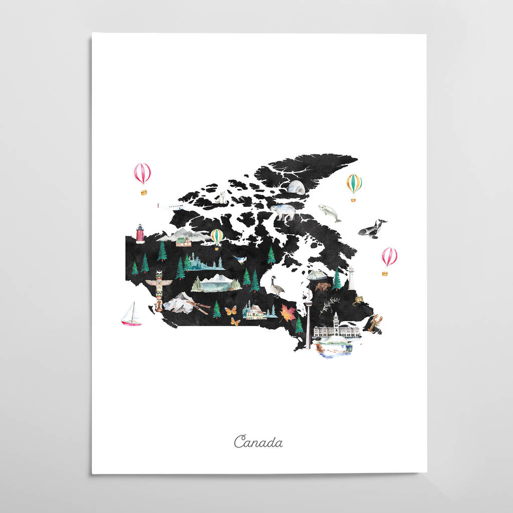 Canada Illustrated Map Art Print By Paper Mundi