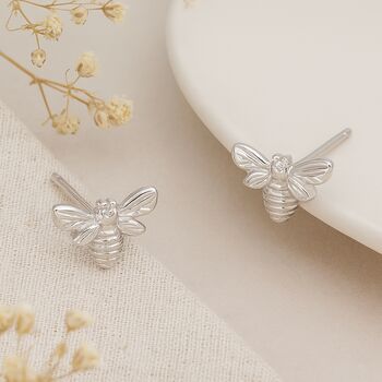 Sterling Silver Bee Stud Earrings – 10mm X 7mm, 2 of 10