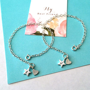 Serling Silver Initial Star Friendship Bracelets, 2 of 7