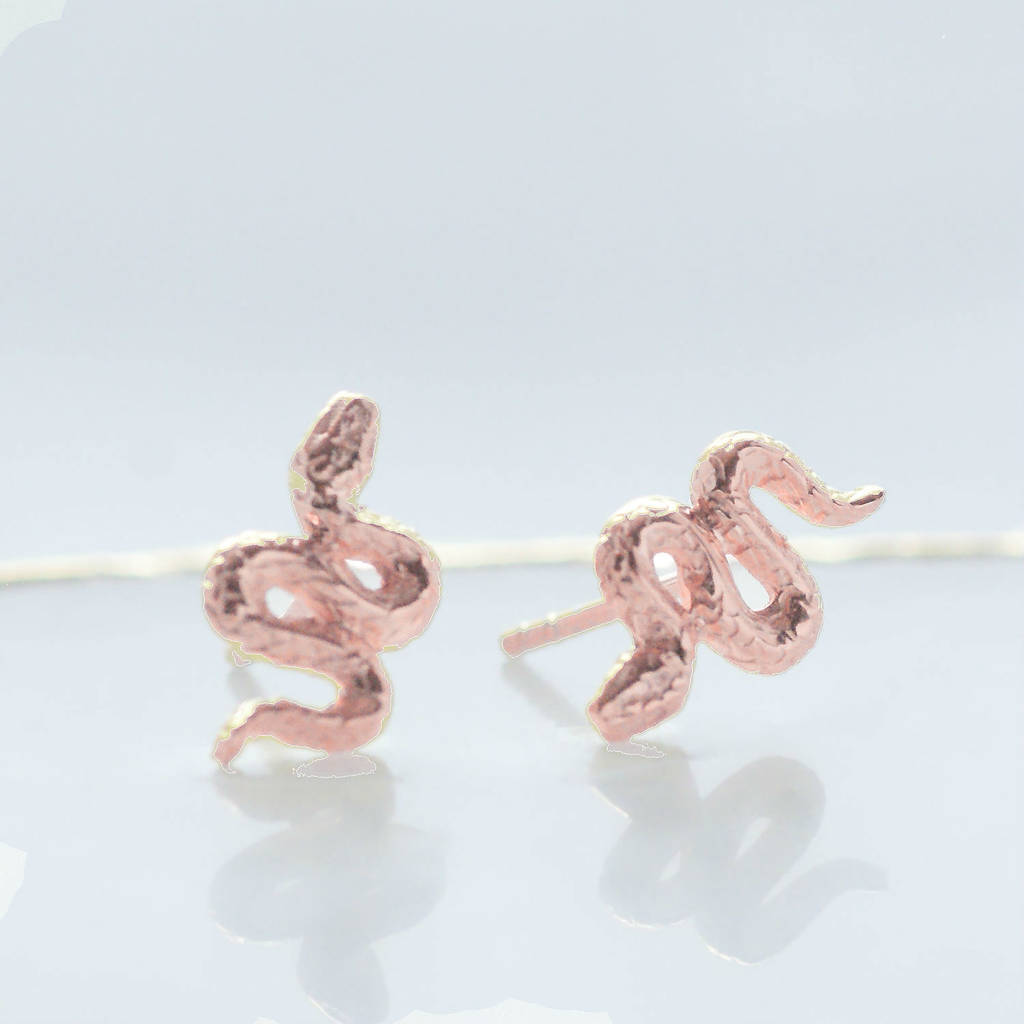 Rose Gold Snake Earrings By Amulette Notonthehighstreet Rose Gold Snake Earrings