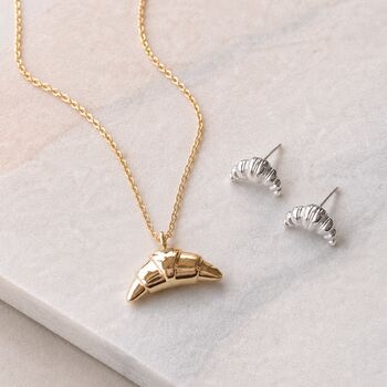 Croissant Necklace And Earring Gift Set, 2 of 5