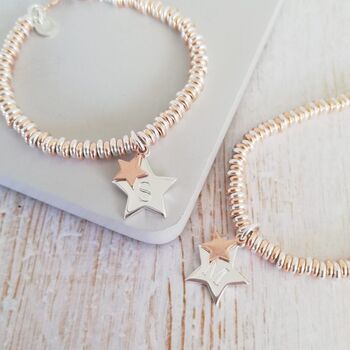 Silver And Rose Gold Sweetie Slider Star Bracelet, 3 of 9