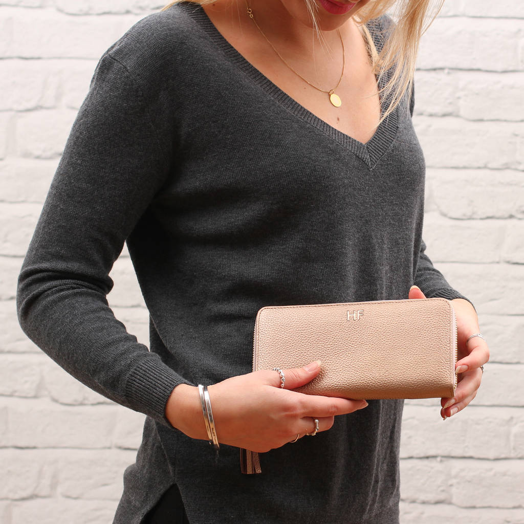 Personalised Luxury Italian Leather Zipped Wallet Purse By Hurleyburley