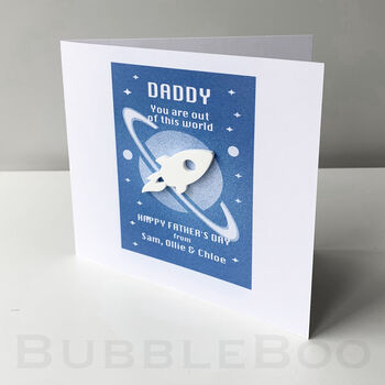 Personalised Father's Day Card With Space Rocket, 2 of 3