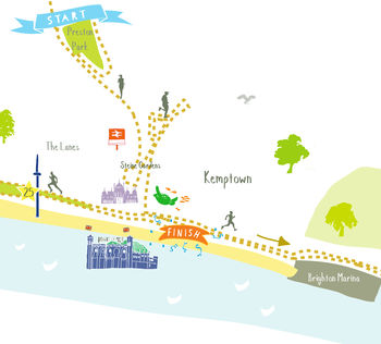 Brighton Marathon Route Map Personalised Print, 2 of 6