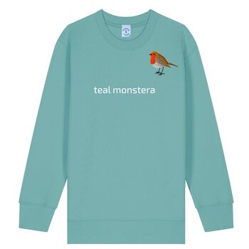 Childrens Unisex Organic Cotton Embroidered Robin Christmas Jumper, 8 of 12