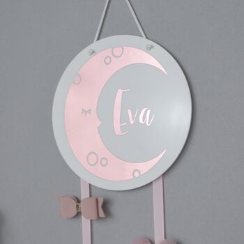 Girls Personalised Moon And Star Hair Bow Holder, 2 of 7