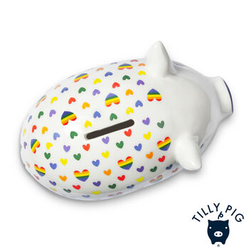 Tilly Pig Hearts And Rainbows Piggy Bank, 5 of 10