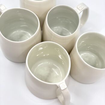 Porcelain White Cup Mug Glazed Handmade, 5 of 10