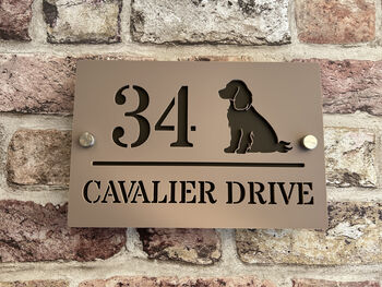 Personalised Spaniel Dog Design House Acrylic Number Sign, 7 of 8