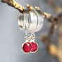 Real Ruby Huggie Earrings In Gold Or Silver, thumbnail 8 of 12