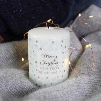 Personalised 'Merry Christmas' Snowflake Pattern Candle, 7 of 7