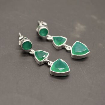 Green Onyx Drop Earrings: Silver Or Gold, Boho Gemstone Jewelry, 3 of 10