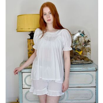 Ladies White Cotton Short Pyjama Set 'Juliet', 5 of 5