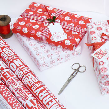 Red And White Assorted Christmas Wrapping Paper Set, 2 of 6