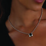 Black Spinel Sterling Silver Octagon Ball Chain Necklace, thumbnail 6 of 6