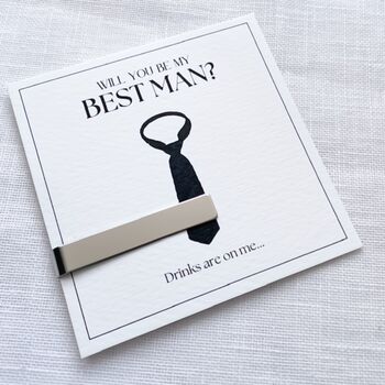Will You Be My Best Man Tie Clip | Personalised Engraved Stainless Steel Gift, 2 of 8
