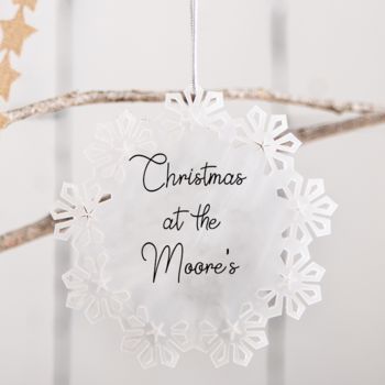 Personalised Pearl Christmas Snowflake Message Bauble, 2 of 2
