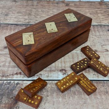 Wooden Carved Dominos Game Set, 2 of 6