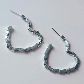 Geometric Heart Cube Hoop Earrings, 2 of 3