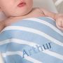 Personalised Striped Blue Baby Blanket, thumbnail 2 of 6
