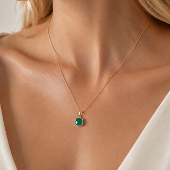 Gold Green Onyx Pendant Necklace, 7 of 8