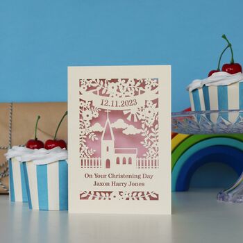 Personalised Papercut Floral Christening Card, 3 of 9