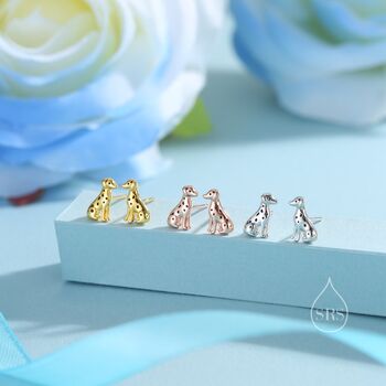 Tiny Dalmatian Dog Stud Earrings In Sterling Silver, 2 of 12