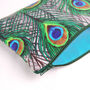 Peacock Feathers Printed Silk Zipped Bag, thumbnail 2 of 5