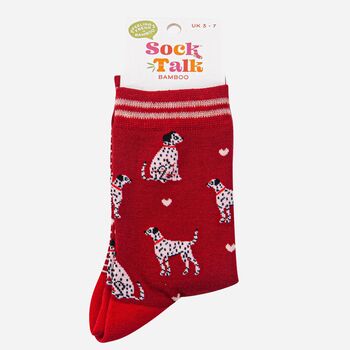 Dalmatian Dogs Bamboo Socks Women's Red, 4 of 4
