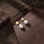 Genuine Pearl And Textured Disks Drop Earrings, thumbnail 5 of 10