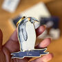 Penguin Personalised Wood Christmas Card And Bauble, thumbnail 1 of 6
