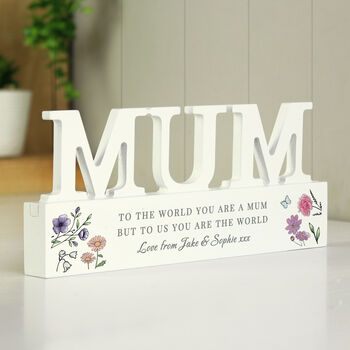 Personalised Wild Flowers Mum Wooden Ornament, 2 of 5