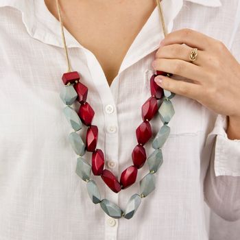 Geometric Wooden Bright Colourful Long Necklace, 3 of 5