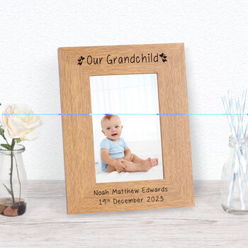 Personalised Our Grandchild Wood Picture Frame, 2 of 4