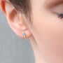 Blue Opal Sterling Silver Gold Stud Earrings, thumbnail 4 of 5