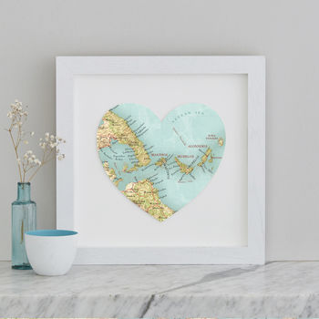 Personalised Location Skiathos Map Heart Print, 2 of 4