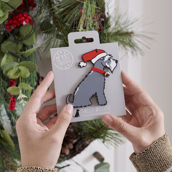 Grey Schnauzer Dog Christmas Decoration Personalisation Available, 2 of 6