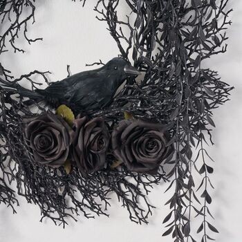 Spooky Raven Black Twig Halloween Wreath, 6 of 7