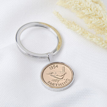 Farthing 1954 70th Birthday Coin Keyring, 2 of 9